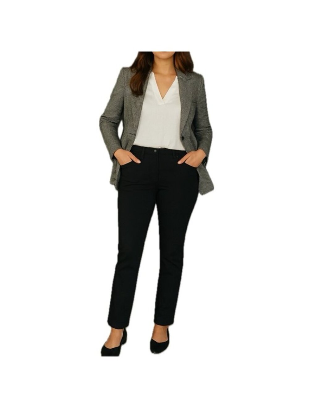 Eileen Fisher Womens 8 M Black Skinny Pants Italian Fabric Stretch Slim Trousers
